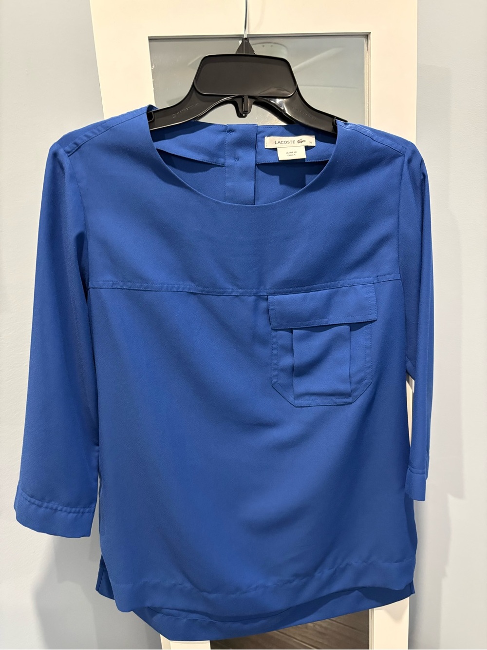 Lacoste Three-Quarter Sleeve Blouse with Patch Pocket